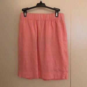 Pink JCrew pull on linen skirt